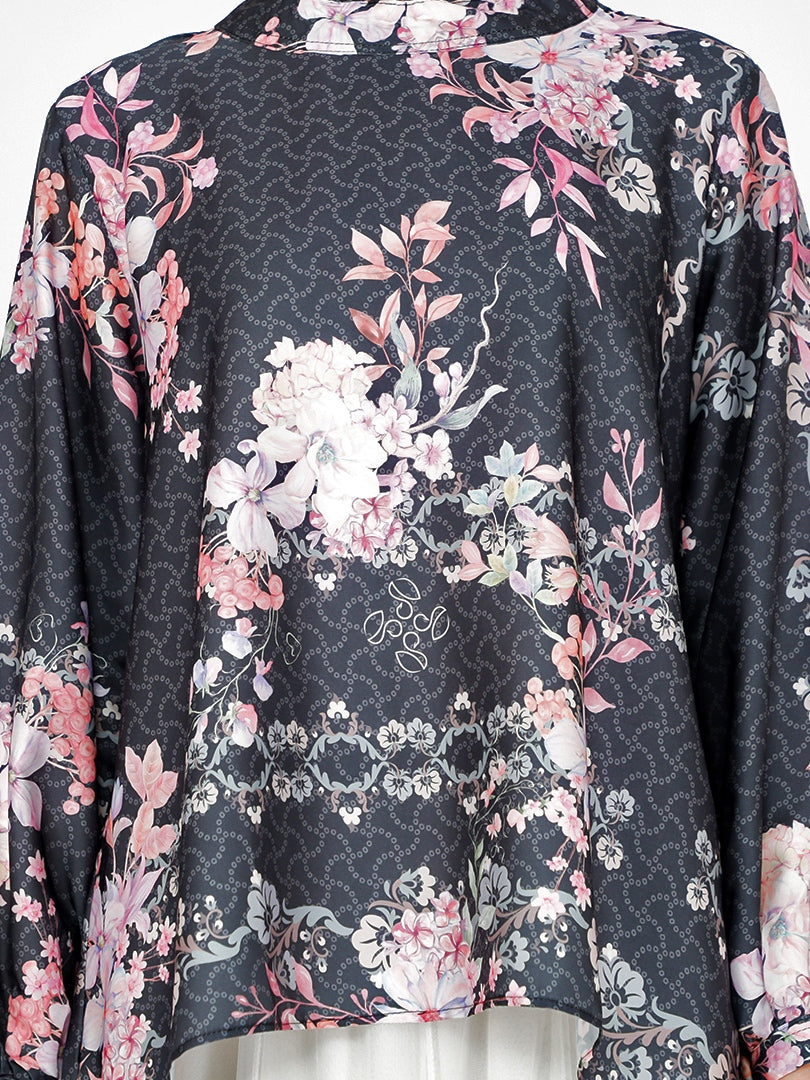 Blouse Alesha Silk Printed Mock Collar