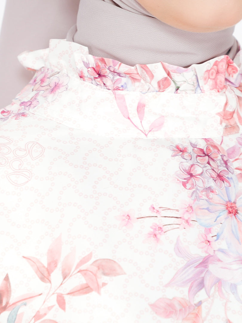 Blouse Alesha Silk Printed Mock Collar