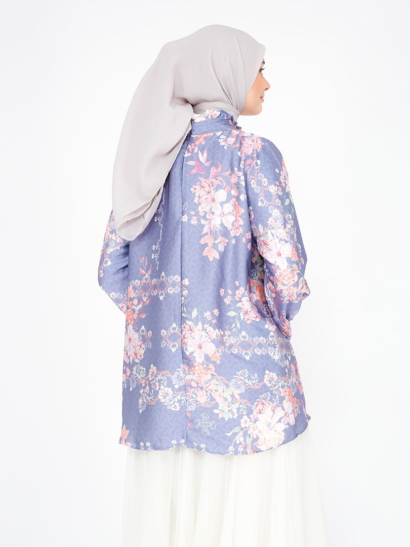 Blouse Alesha Silk Printed Mock Collar
