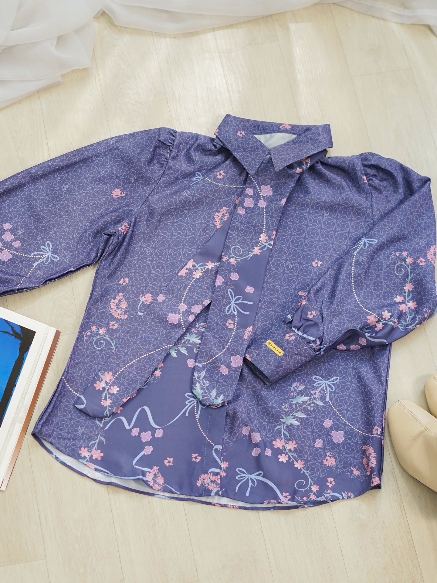 Blouse Alea Silk Printed Chang i Collar