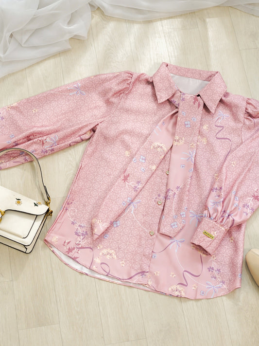 Blouse Alea Silk Printed Chang i Collar