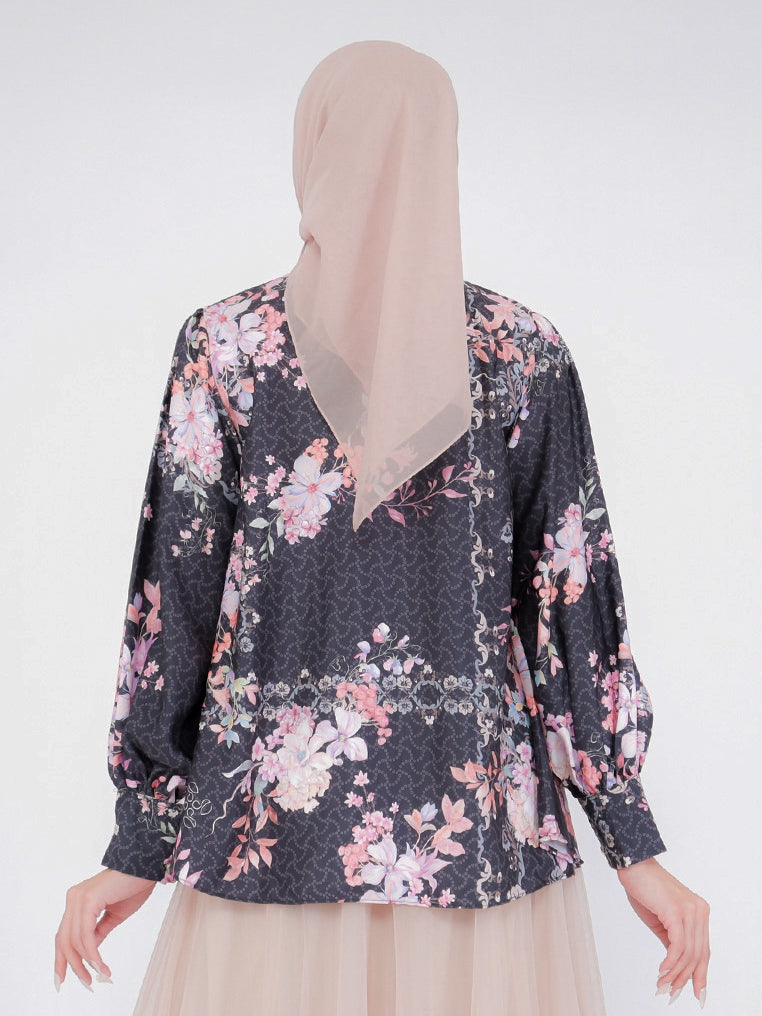 Blouse Alesha Silk Printed Chang i Collar