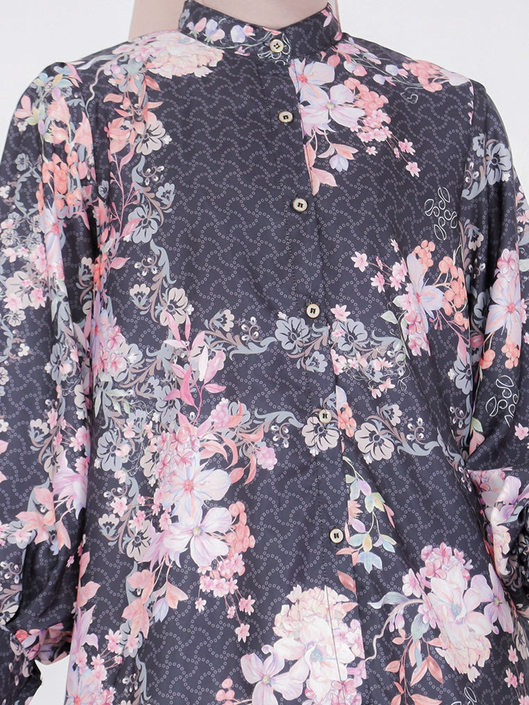 Blouse Alesha Silk Printed Chang i Collar