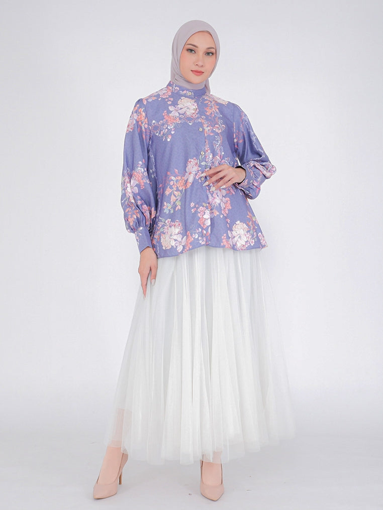 Blouse Alesha Silk Printed Chang i Collar