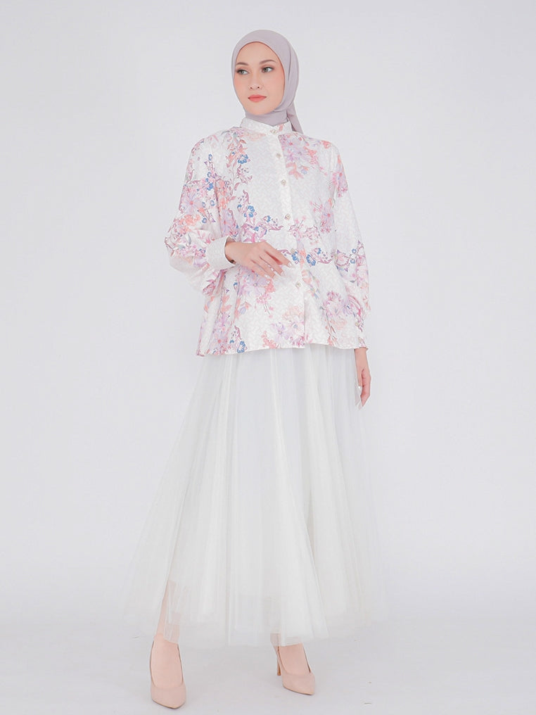 Blouse Alesha Silk Printed Chang i Collar