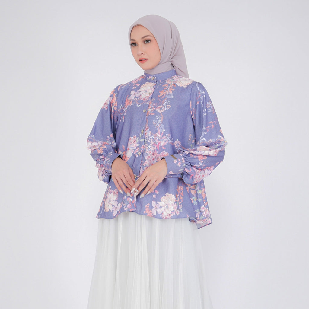 Blouse Alesha Silk Printed Chang i Collar