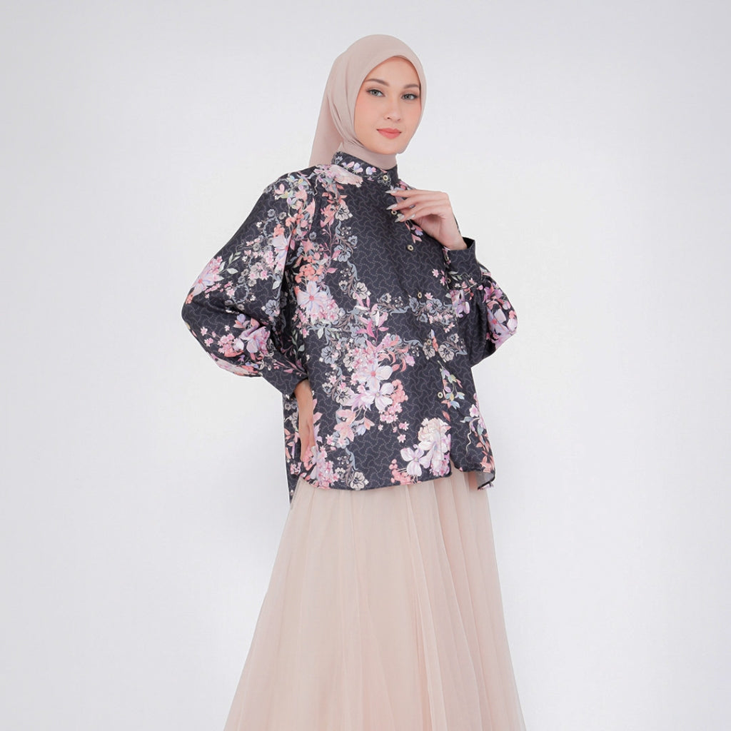 Blouse Alesha Silk Printed Chang i Collar