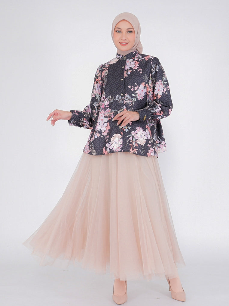 Blouse Alesha Silk Printed Chang i Collar