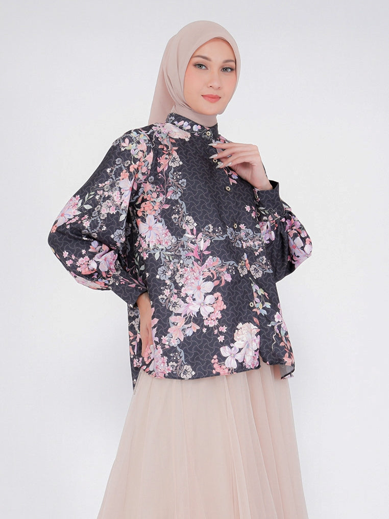 Blouse Alesha Silk Printed Chang i Collar
