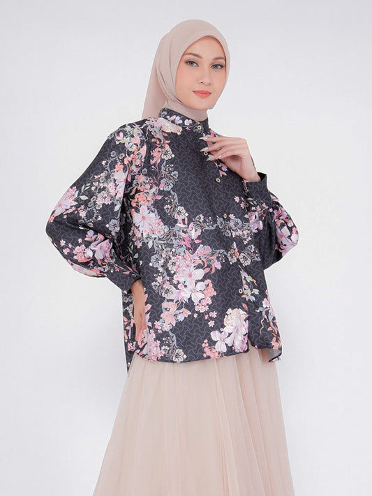 Blouse Alesha Silk Printed Chang i Collar