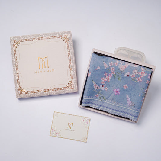 Hampers/Gift Almira Powder Blue Hijab Motif Kemasan Box Eksklusif