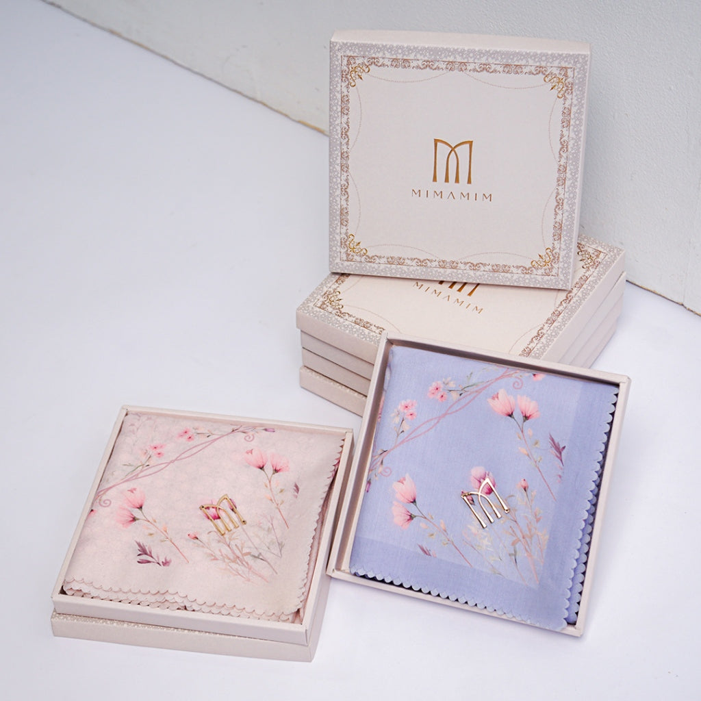 Hampers/Gift Hijab Motif Embossed | Hijab Plat M Gold Kemasan Box Eksklusif