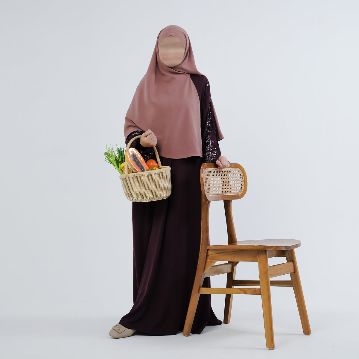 Bushra Khimar Chestnut Bandana Instan (Khiban)
